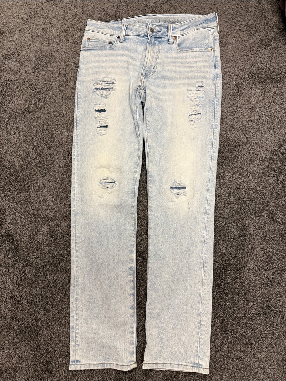 American Eagle Outfitters Light Blue Distressed Slim Fit Jeans